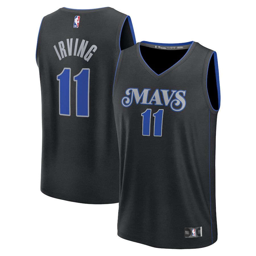 Men Dallas Mavericks #11 Kyrie Irving Fanatics Branded Black City Edition 2023-24 Fast Break NBA Jersey